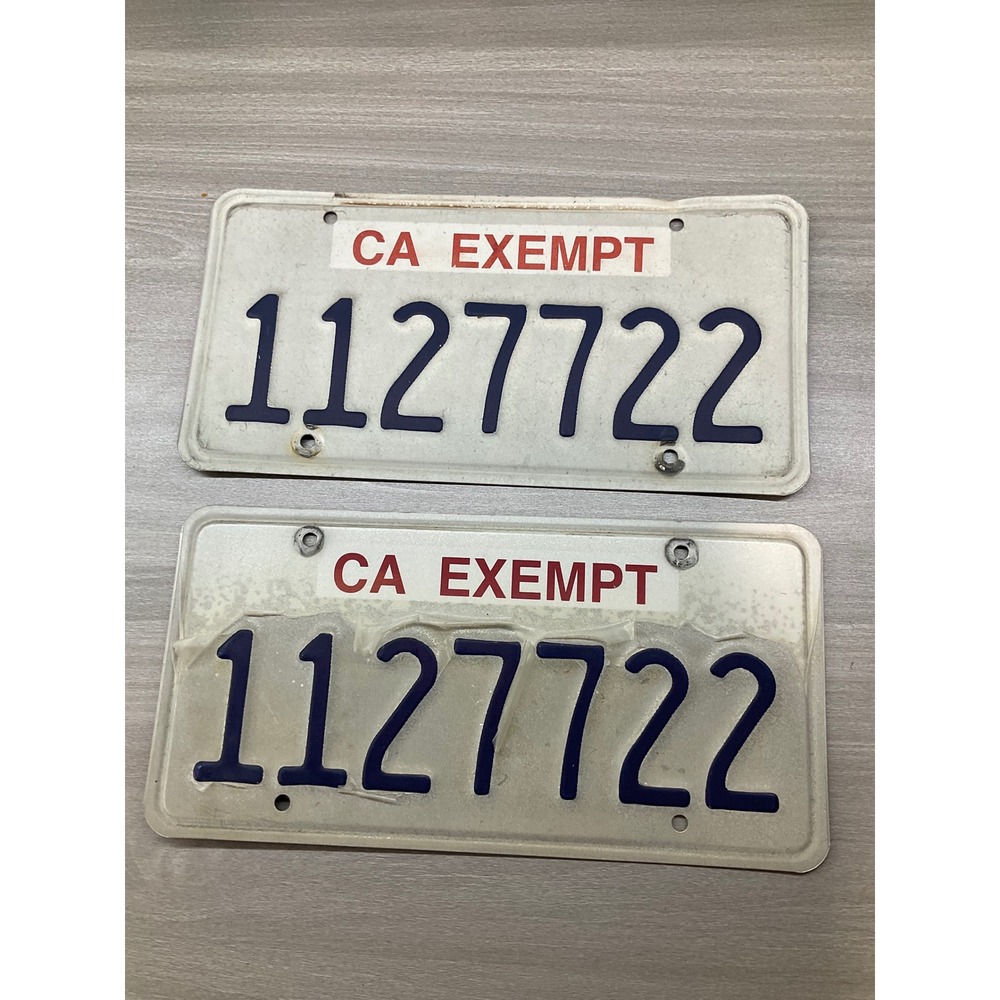 TWO CALIFORNIA EXEMPT LICENSE PLATES